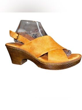 Born Tan Leather Crisscross Slingback Sandal